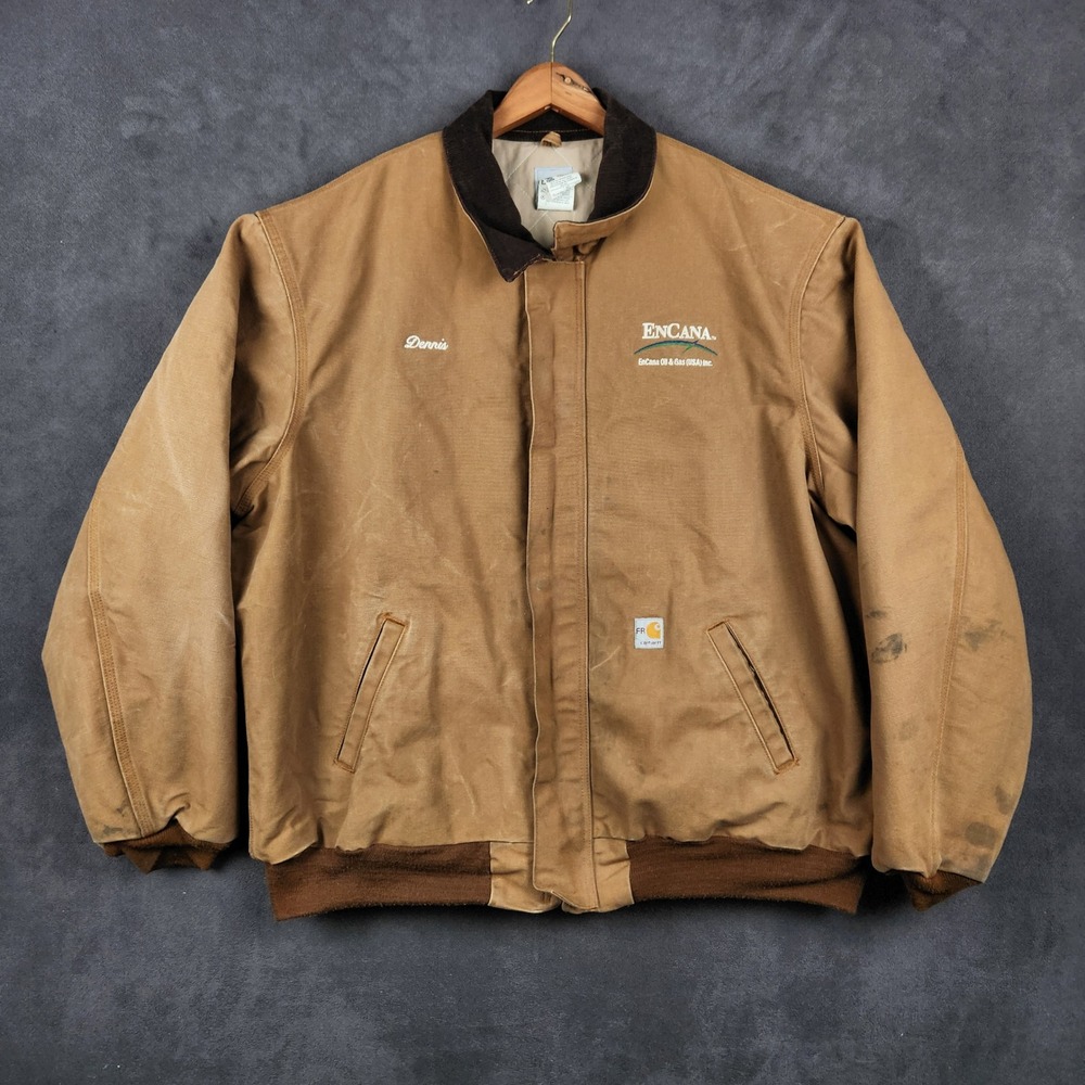 Carhartt FR Flame Resistant Duck Bomber Jacket Mens 2XL Tall Quilt Lined FRJ134